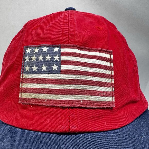 VTG Polo Ralph Lauren Hat USA Flag Cap Red Cotton Strap Back Embroidery Logo - Picture 3 of 13